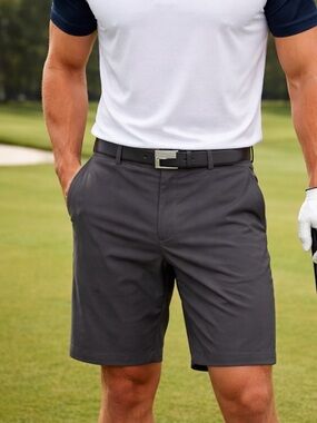 Slazenger Men's Gray Lightweight Flat Front Chino‎ Performance Golf Shorts (36)